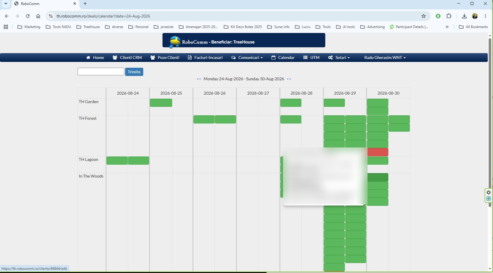 RoboComm — calendarul rezervărilor pe locații